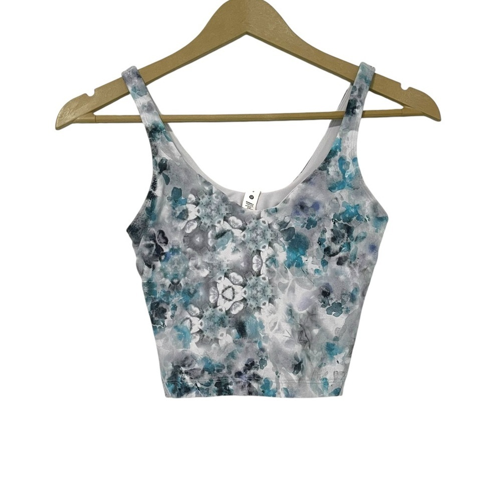 Lululemon Align Blue Gray Kaleidofloral Tank Top Size 2 Athletic Yoga Running